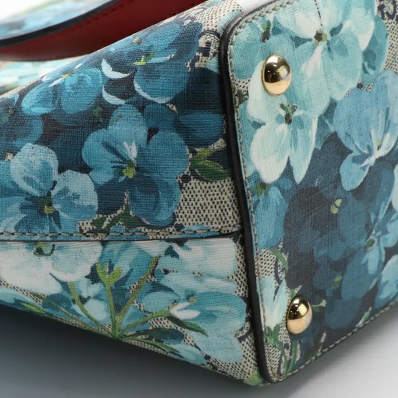 ** AUTHENTIC**Gucci GG Blooms Tote Multi Coated Canvas Fabric Bag - Picture 4 of 13
